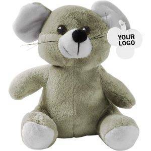 Souris en peluche gris personnalisable avec logo