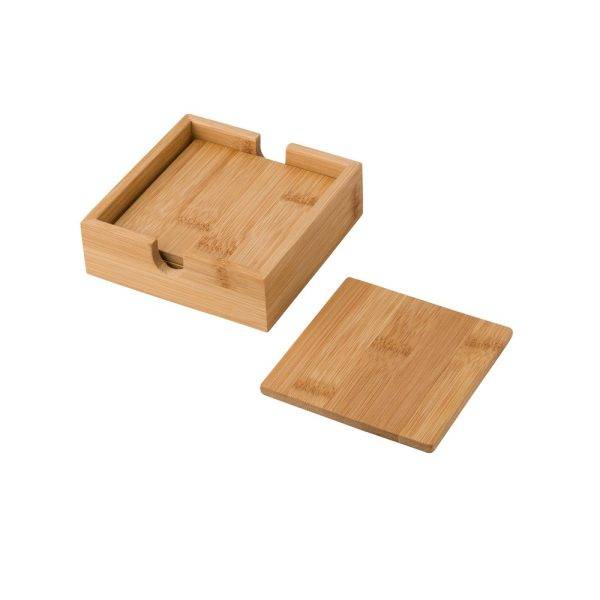 Sous-verres en bambou, 4 pièces bois personnalisable avec logo