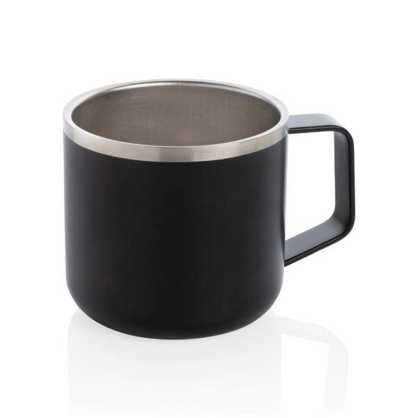 Stainless steel camp mug noir personnalisable avec logo
