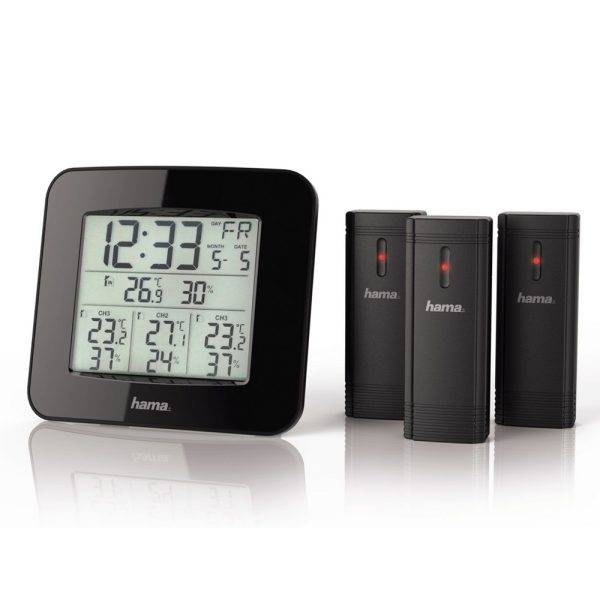 Station météo avec 3 capteurs Hama Trio noir personnalisable avec logo