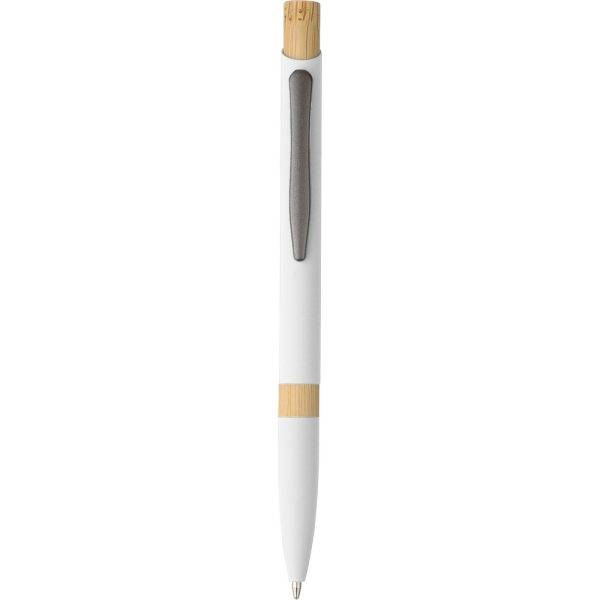 Stylo à bille en aluminium recyclé blanc personnalisable avec logo