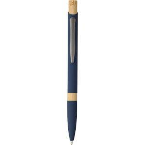 Stylo à bille en aluminium recyclé bleu personnalisable avec logo
