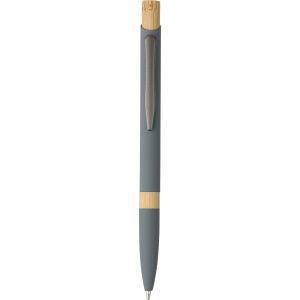 Stylo à bille en aluminium recyclé gris personnalisable avec logo