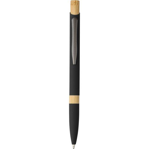 Stylo à bille en aluminium recyclé noir personnalisable avec logo