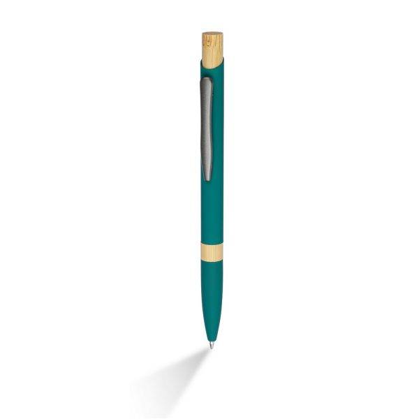 Stylo à bille en aluminium recyclé vert personnalisable avec logo