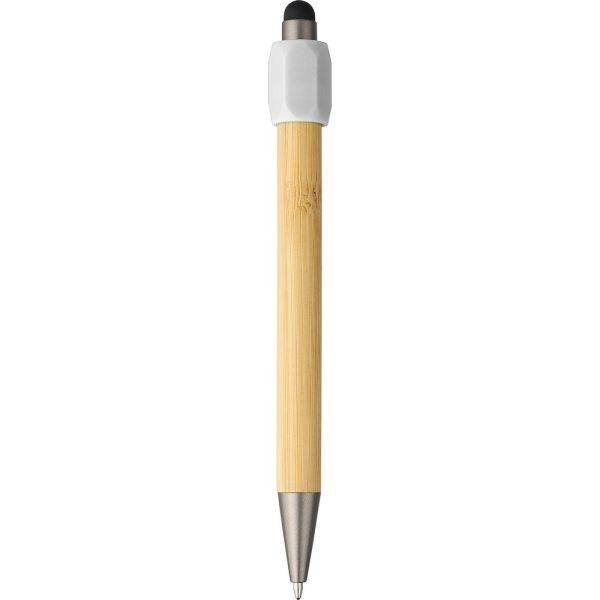 Stylo à bille en bambou blanc personnalisable avec logo