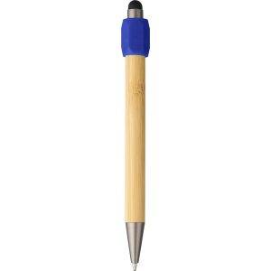 Stylo à bille en bambou bleu personnalisable avec logo