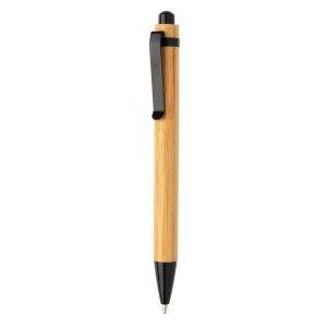 Stylo à bille en bambou noir personnalisable avec logo