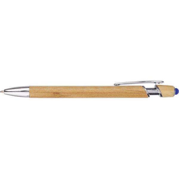 Stylo à bille en bambou, stylo tactile bleu marine personnalisable