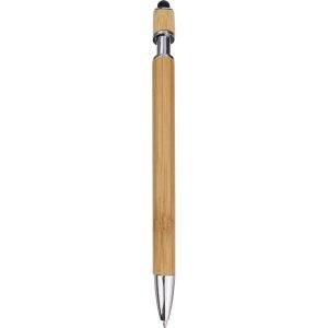 Stylo à bille en bambou, stylo tactile noir personnalisable avec logo