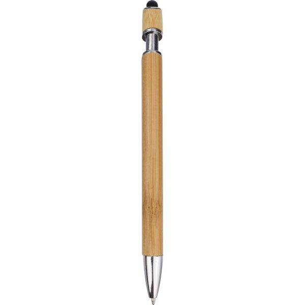 Stylo à bille en bambou, stylo tactile noir personnalisable avec logo
