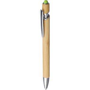 Stylo à bille en bambou, stylo tactile vert personnalisable avec logo