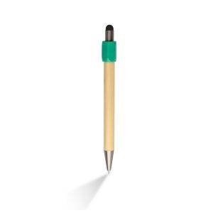 Stylo à bille en bambou vert personnalisable avec logo