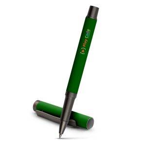 Stylo à bille gel avec capuchon Geraldine vert personnalisable