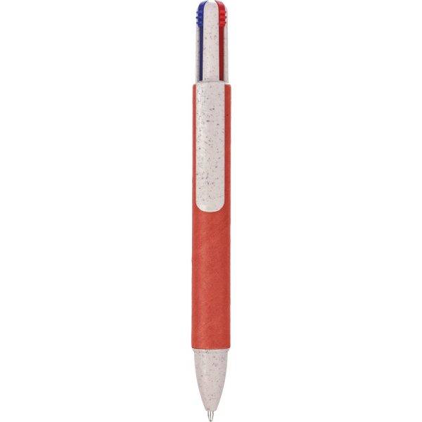 Stylo à bille, recharge multicolore rouge personnalisable avec logo