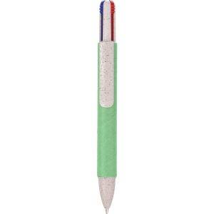 Stylo à bille, recharge multicolore vert personnalisable avec logo