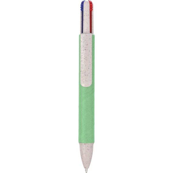 Stylo à bille, recharge multicolore vert personnalisable avec logo