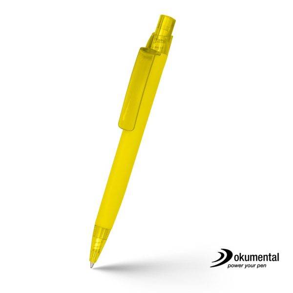 Stylo avec recharge Dokumental Draylen jaune personnalisable avec logo