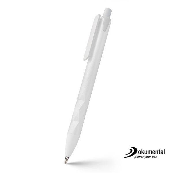 Stylo avec recharge Dokumental Malvion blanc personnalisable avec logo
