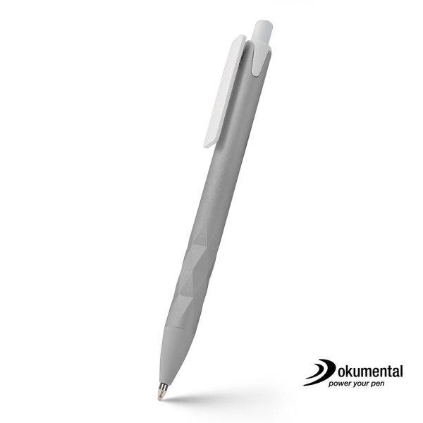 Stylo avec recharge Dokumental Malvion gris personnalisable avec logo