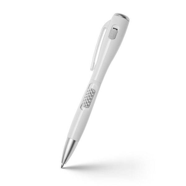 Stylo bille avec lampe LED Stephen blanc personnalisable avec logo