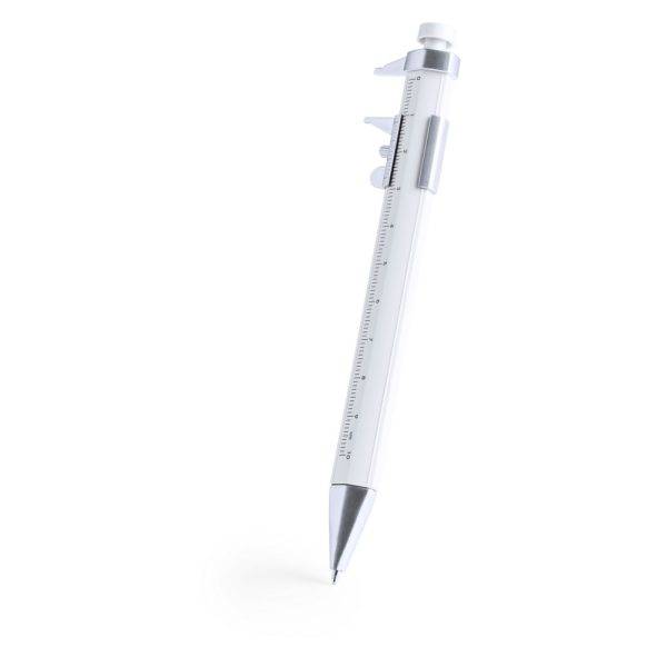 Stylo bille avec règle, outil de mesure blanc personnalisable