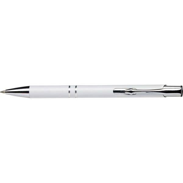 Stylo bille en aluminium recyclé blanc personnalisable avec logo