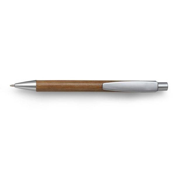 Stylo bille en bambou argent personnalisable avec logo