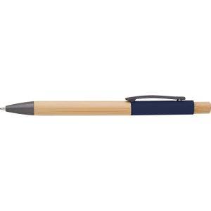 Stylo bille en bambou bleu personnalisable avec logo