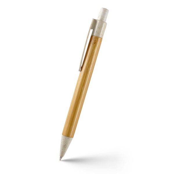 Stylo bille en bambou | Brock beige personnalisable avec logo