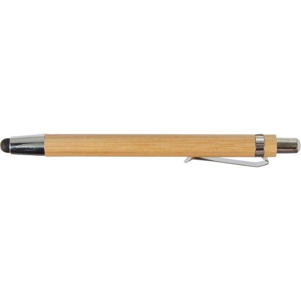 Stylo bille en bambou et stylet tactile brun personnalisable avec logo