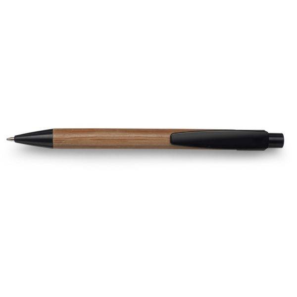 Stylo bille en bambou noir personnalisable avec logo – réf. V1410-03