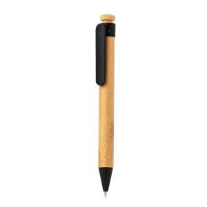 Stylo bille en bambou noir personnalisable avec logo – réf. V2037-03