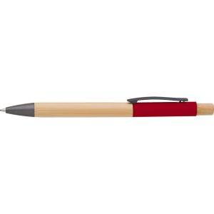 Stylo bille en bambou rouge personnalisable avec logo
