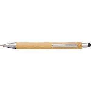 Stylo bille en bambou, stylo tactile noir personnalisable avec logo