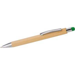 Stylo bille en bambou, stylo tactile vert personnalisable avec logo