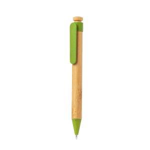 Stylo bille en bambou vert personnalisable avec logo – réf. V2037-06