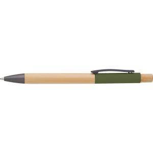 Stylo bille en bambou vert personnalisable avec logo