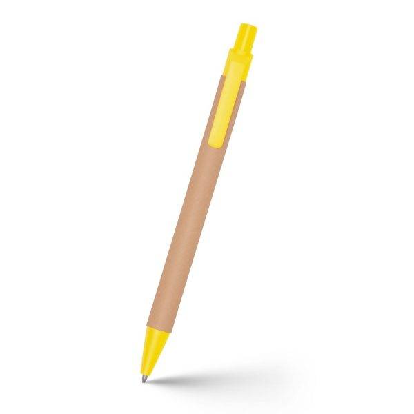 Stylo bille en carton recyclé | Nicholas jaune personnalisable