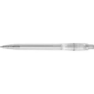 Stylo bille en plastique givré blanc personnalisable avec logo