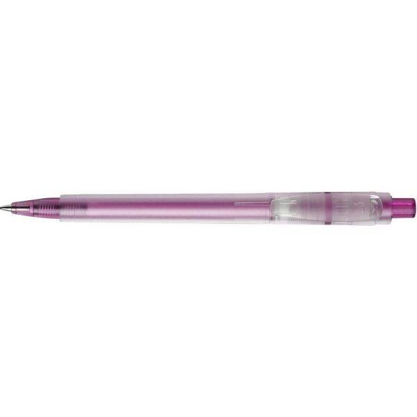 Stylo bille en plastique givré rose personnalisable avec logo