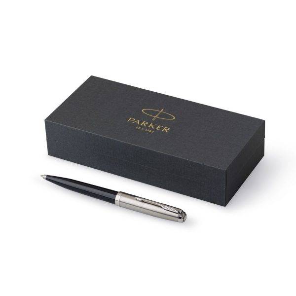 Stylo bille Parker 51 en acier inoxydable noir personnalisable