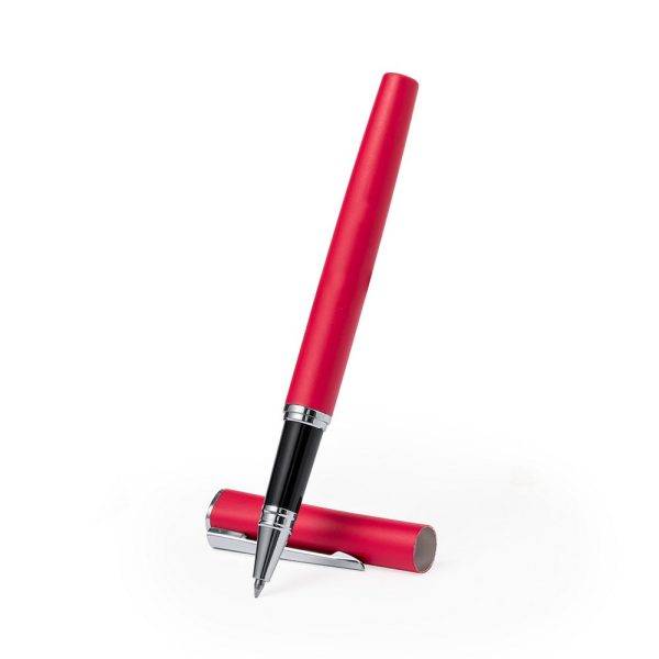Stylo bille roullante avec capuchon rouge personnalisable avec logo
