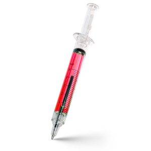 Stylo bille 'seringue' Christine rouge personnalisable avec logo