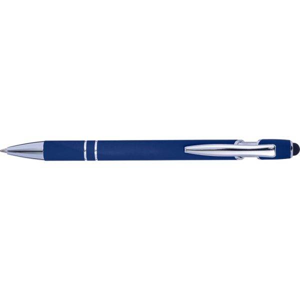 Stylo bille, stylet tactile bleu marine personnalisable avec logo