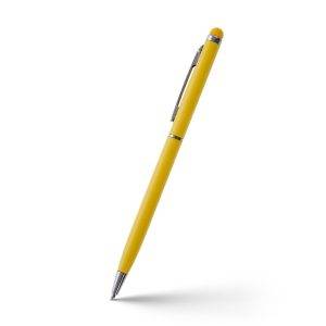 Stylo bille, stylet tactile | Dennis jaune personnalisable avec logo
