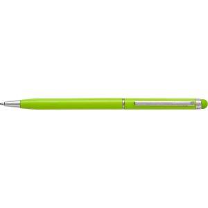 Stylo bille, stylet tactile vert claire personnalisable avec logo