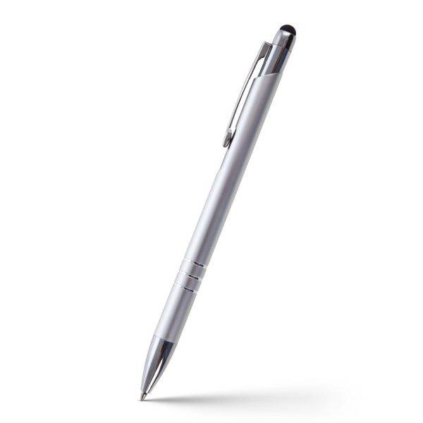 Stylo bille, stylet tactile Zachary argent personnalisable avec logo