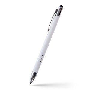 Stylo bille, stylet tactile Zachary blanc personnalisable avec logo
