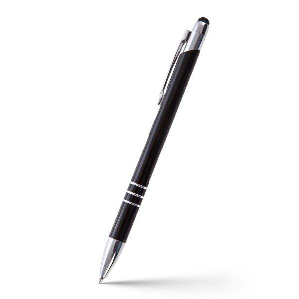 Stylo bille, stylet tactile Zachary noir personnalisable avec logo
